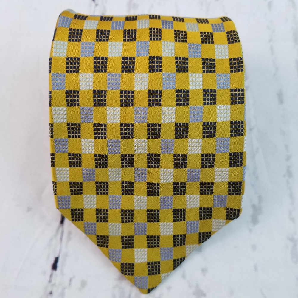 Roberto Villini Collezione Tie Gold Gray Plaid